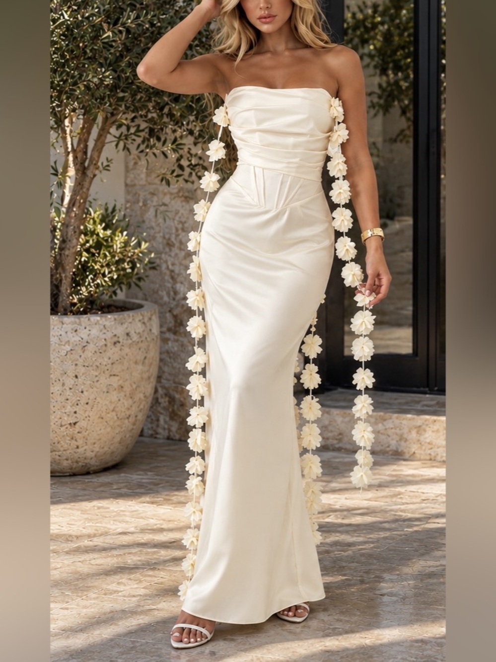 Floral Strapless Maxi Dress